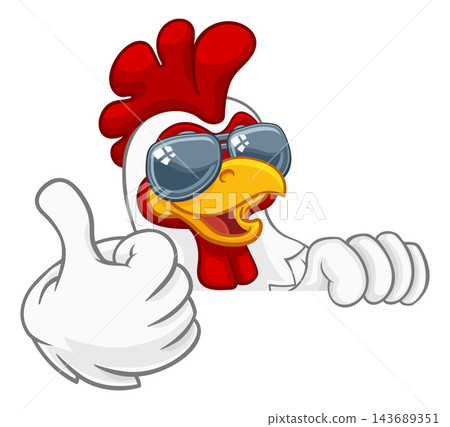 Chicken Rooster Cockerel Bird Sunglasses Cartoon Chicken Rooster Cockerel Bird Sunglasses Cartoon 143689351
