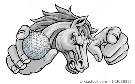 Horse Mustang Stallion Golf Sports Team Mascot Horse Mustang Stallion Golf Sports Team Mascot 143689355