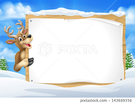 Christmas Santa Claus Reindeer Background Sign Christmas Santa Claus Reindeer Background Sign 143689356