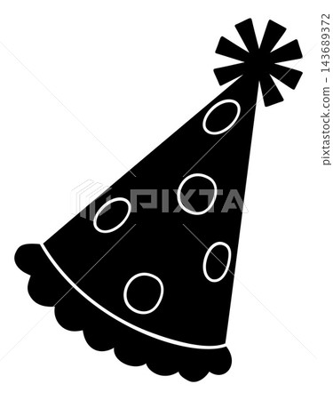 Party Hat with Pompom Silhouette Icon Party Hat with Pompom Silhouette Icon 143689372