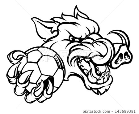 Boar Wild Hog Razorback Warthog Pig Soccer Mascot Boar Wild Hog Razorback Warthog Pig Soccer Mascot 143689381