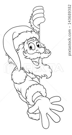 Santa Claus Father Christmas Cartoon Peeking Sign 143689382