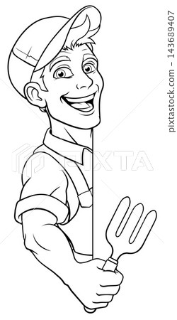 Gardener Cartoon Garden Tool Man Farmer Mascot Gardener Cartoon Garden Tool Man Farmer Mascot 143689407
