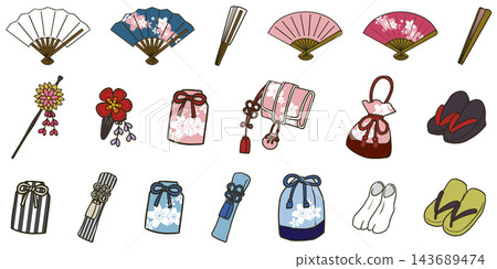 Set of Japanese clothing accessories Set of Japanese clothing accessories 143689474