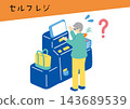 老年人在自助結帳櫃檯購物 143689539
