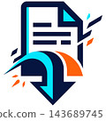 Abstract digital document icon representing fast online shopping deals and savings during the annual cyber monday sales event 143689745