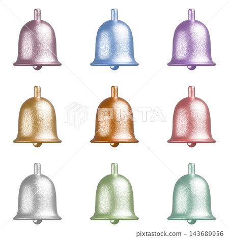 Colorful Christmas Bells - 9 Color Variations Set - 3D Rendering - Transparent PNG Colorful Christmas Bells - 9 Color Variations Set - 3D Rendering - Transparent PNG 143689956