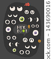 Halloween eye expression collection with Cute faces and Hey Boo Speech Bubble vector illustration 143690016