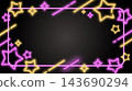 Purple and orange neon star frame background, Halloween/autumn decoration, landscape orientation 16:9 143690294