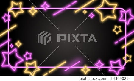 Purple and orange neon star frame background, Halloween/autumn decoration, landscape orientation 16:9 Purple and orange neon star frame background, Halloween/autumn decoration, landscape orientation 16:9 143690294