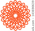 Japanese-style chrysanthemum flower icon illustration 143690639