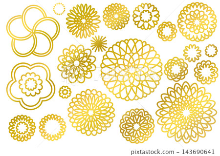 Japanese-style chrysanthemum flower icon set Japanese-style chrysanthemum flower icon set 143690641