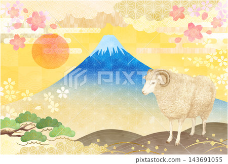 以綿羊為主題的新年賀卡模板 143691055