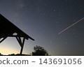 飛機飛過的繁星點點的夜空 143691056