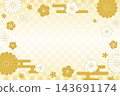 日式背景，金色花卉圖案_3:2_向量圖 143691174