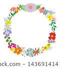 Scandinavian-style pastel-colored floral wreath with a soft, hand-drawn frame (transparent PNG) 143691414