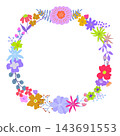 Scandinavian-style purple and lime green floral wreath with a pop art hand-drawn frame (transparent PNG) 143691553