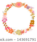 Scandinavian-style salmon pink floral wreath with a warm, hand-drawn frame (transparent PNG) 143691791
