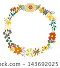 Scandinavian-style earth-toned floral wreath with a chic hand-drawn frame (transparent PNG) 143692025