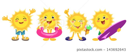Cartoon cute suns Cartoon cute suns 143692643