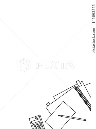A monochrome background featuring desk items such as notebooks and calculators; business and study; household accounts; office supplies and planners. A monochrome background featuring desk items such as notebooks and calculators; business and study; household accounts; office supplies and planners. 143693223