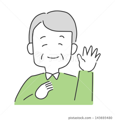 Illustration of a senior man waving 143693480