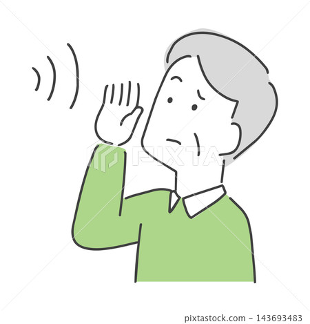 Illustration of a senior man with hearing difficulties Illustration of a senior man with hearing difficulties 143693483