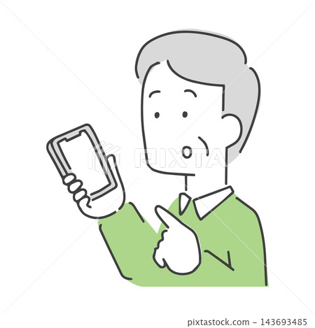 An illustration of a senior man having trouble using a smartphone. An illustration of a senior man having trouble using a smartphone. 143693485