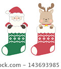 Santa and reindeer in a giant stocking 143693985
