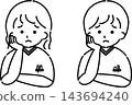 一名醫護人員用手托著下巴（線條畫） 143694240