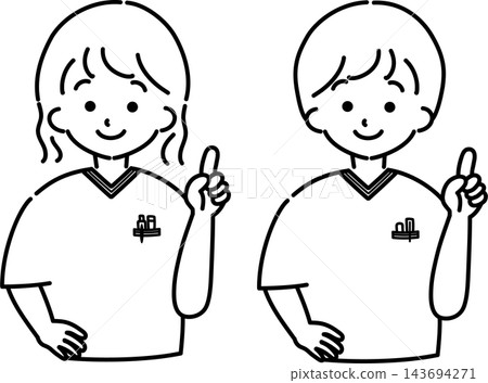 醫護人員指點(線條描圖) 醫護人員指點(線條描圖) 143694271
