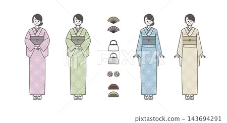 New Year's [Female Illustration Material Set for Each Event] 143694291