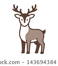 Cute Brown Deer Illustration with Antlers 143694384
