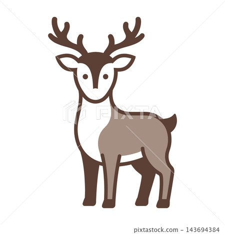 Cute Brown Deer Illustration with Antlers Cute Brown Deer Illustration with Antlers 143694384