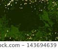 Gold leaf frame, green background, fluid marble pattern 143694639