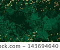Gold leaf frame, green ground, fluid marble background 143694640