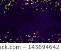 Gold leaf frame, purple background with fluid marble pattern 143694642
