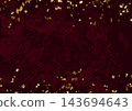 Gold leaf frame, red background with fluid marble pattern 143694643