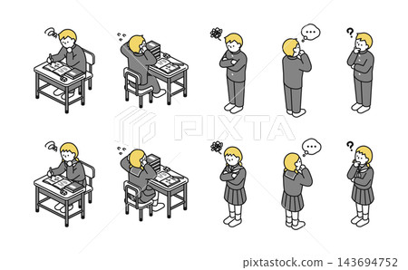 等距插圖:身著冬裝的中學生(思考,擔憂) 等距插圖:身著冬裝的中學生(思考,擔憂) 143694752