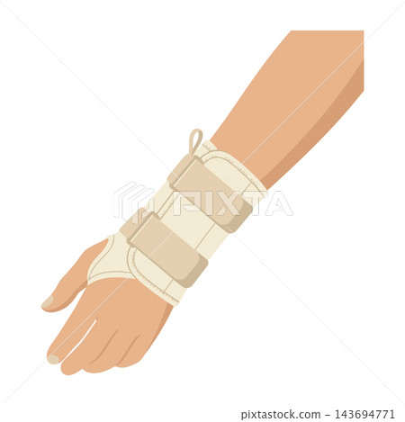 Illustration of wrist brace for injury support Illustration of wrist brace for injury support 143694771