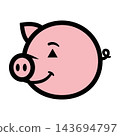 Minimalist Pink Pig Head Icon Isolated On White Background 143694797