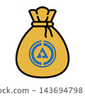 Yellow Money Bag Icon With Blue Nuclear Symbol Inside 143694798