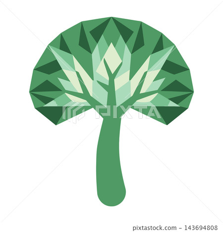 Geometric low poly tree illustration in green shades Geometric low poly tree illustration in green shades 143694808