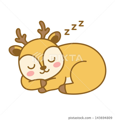 Cute Sleeping Fawn Character Resting in Peaceful Nap 143694809