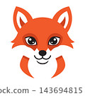 Cute Red Fox Head Portrait Illustration 143694815