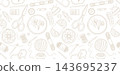 Seamless pattern featuring knitting, sewing, and embroidery elements 143695237