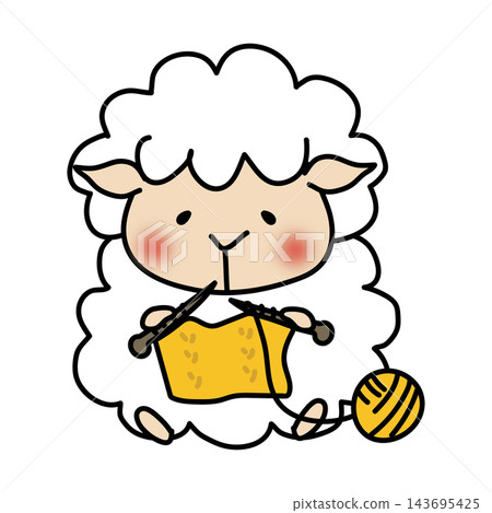 Sheep knitting in winter Sheep knitting in winter 143695425