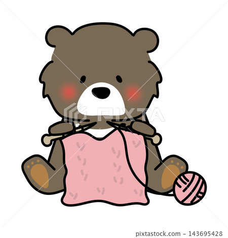 A bear knitting in winter A bear knitting in winter 143695428