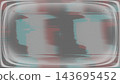 Abstract glitch art background with blurred red and teal color blocks inside a rounded camera viewfinder frame with crosshair and battery icon 143695452