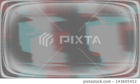 Abstract glitch art background with blurred red and teal color blocks inside a rounded camera viewfinder frame with crosshair and battery icon Abstract glitch art background with blurred red and teal color blocks inside a rounded camera viewfinder frame with crosshair and battery icon 143695452